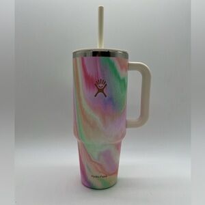 Hydro Flask Pastel Multicolor Swirl Tumbler with Handle and Straw